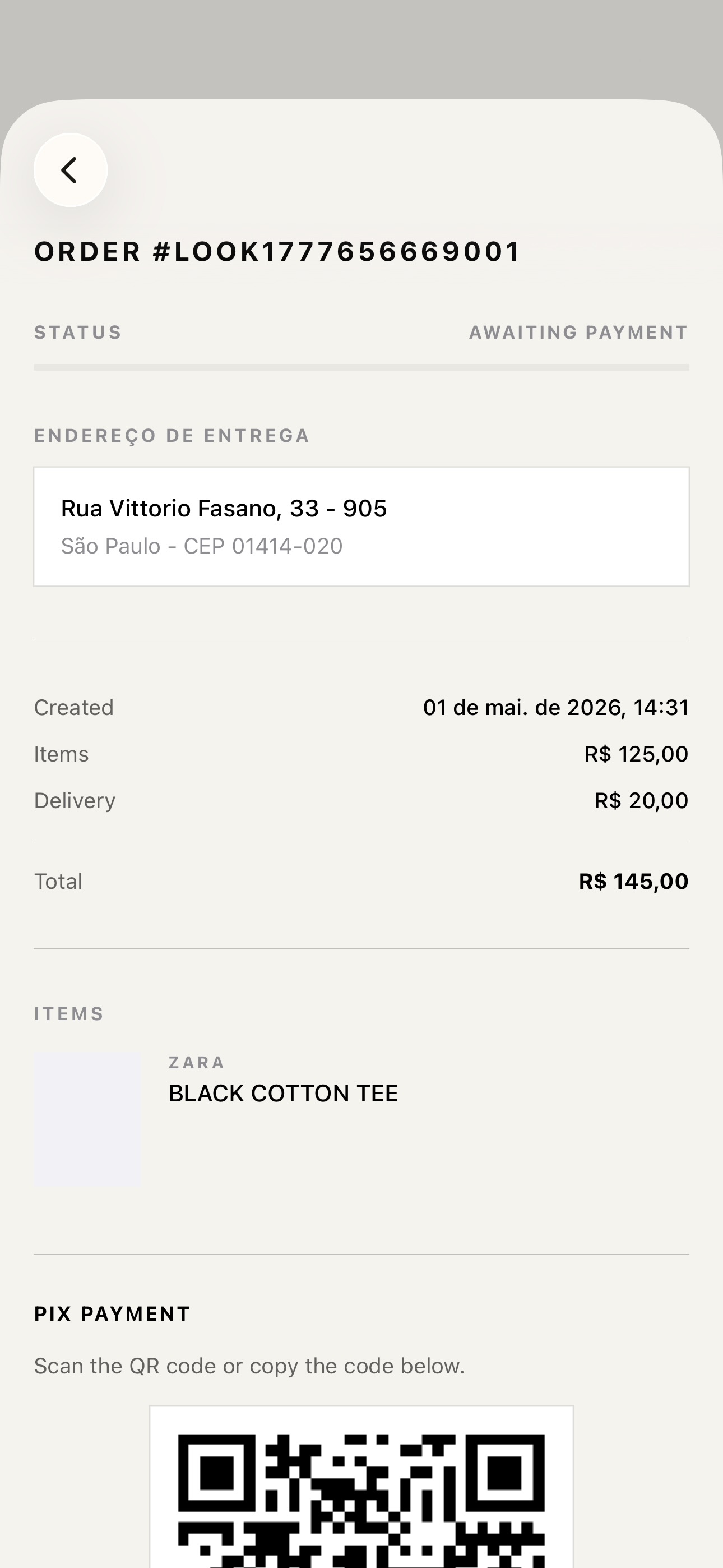 Orders page