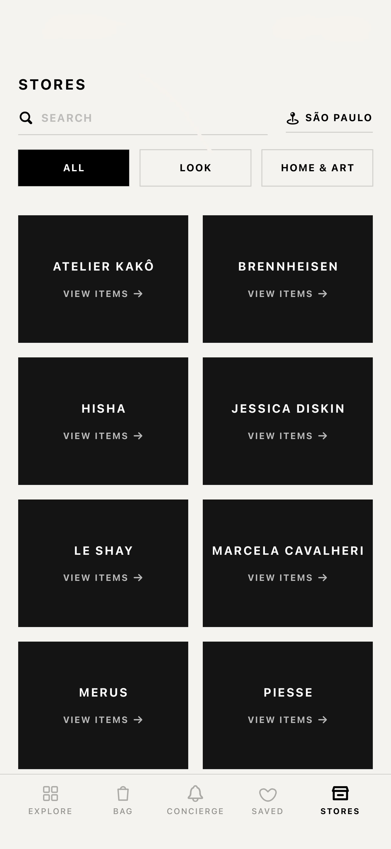 Stores listing